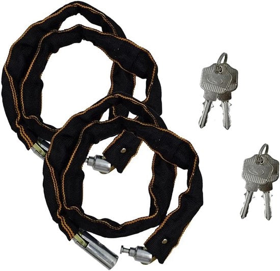 Fermo di sicurezza per bicicletta da mountain bike e da corsa, a doppia catena, resistente e anti furto, con 4 chiavi