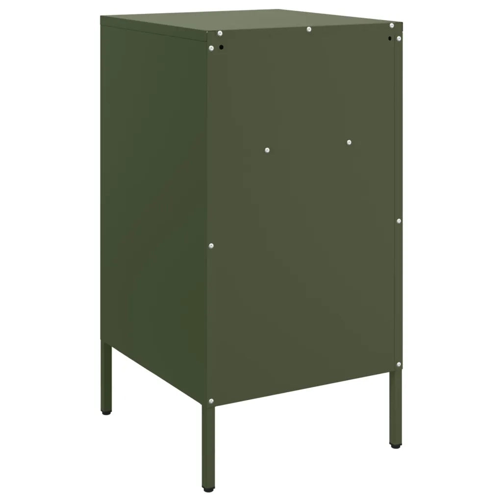 Set di 2 Comodini | Armadio da Notte | Mobiletto da notte Verde Oliva 36x39x68 cm in Acciaio