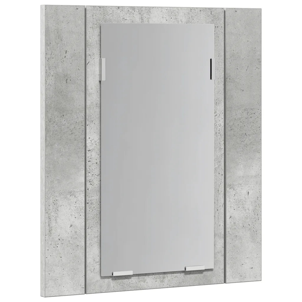 Armadietto a Specchio | Armadio da bagno con Luci LED Grigio Cemento in Acrilico