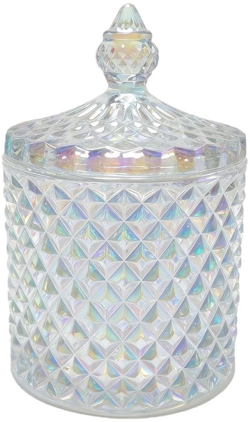Scatola Decorativa per Caramelle 10oz - Vetro Cristallo - Coperchio - Scatola Decorativa per Caramelle - Vaso per Zucchero - Sostenibile - 8,3 x 8,3 x 14 cm