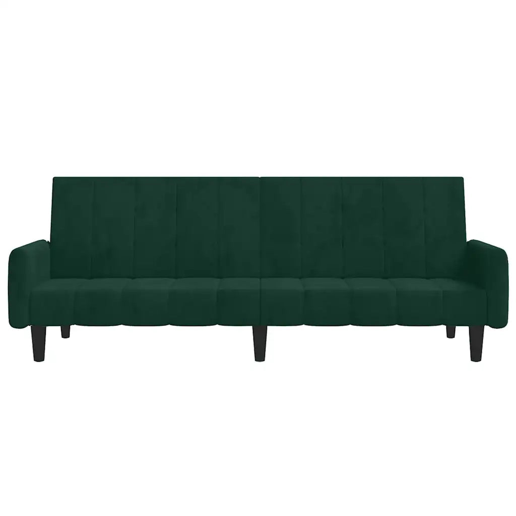 Divano Letto a 2 Posti Verde Scuro in Velluto 375776