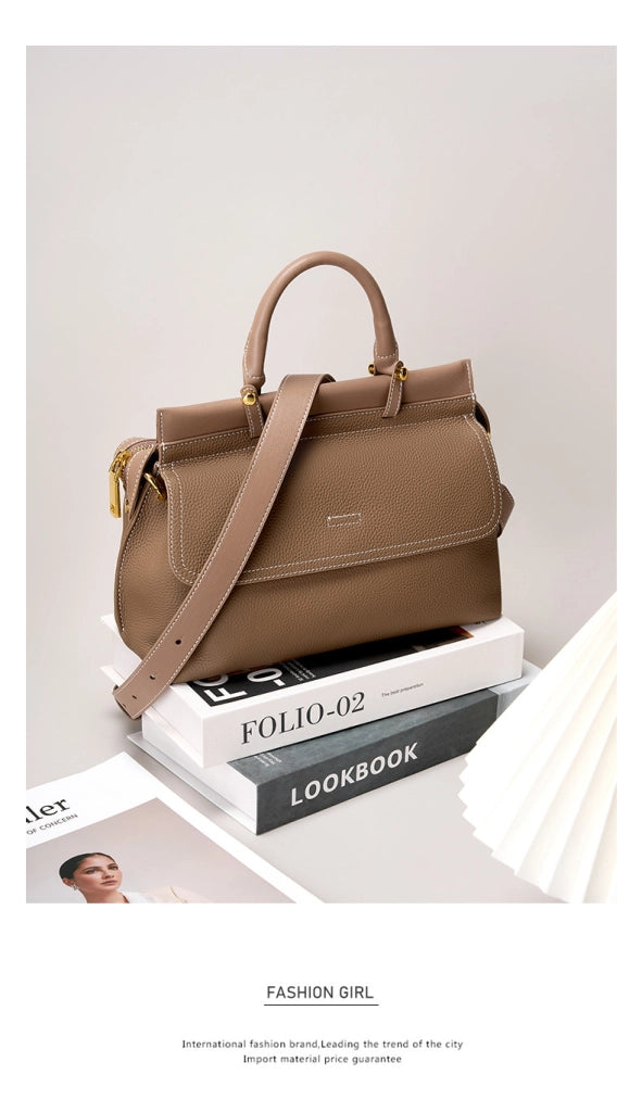 Borsa a tracolla da donna in vera pelle, stile western, grigia