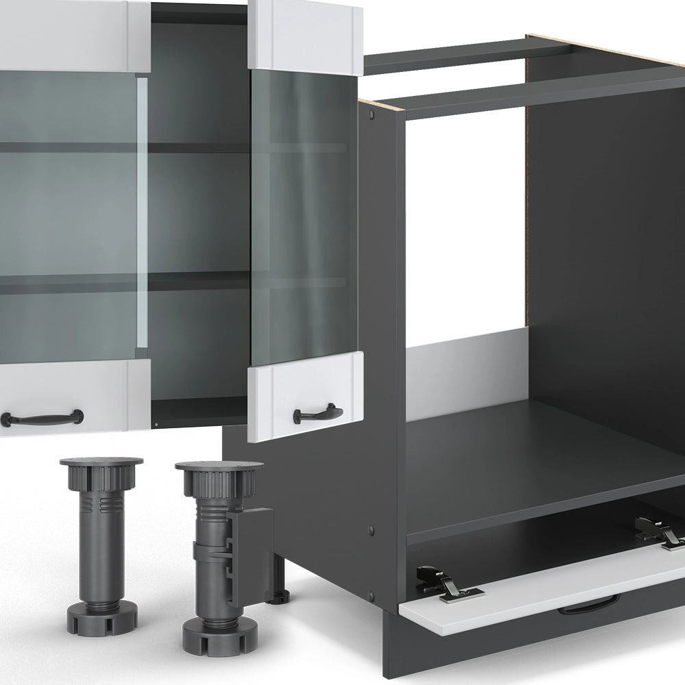 Cucina componibile Fame-Line Bianco rustico/Antracite 355 cm, PL Marmo Vicco