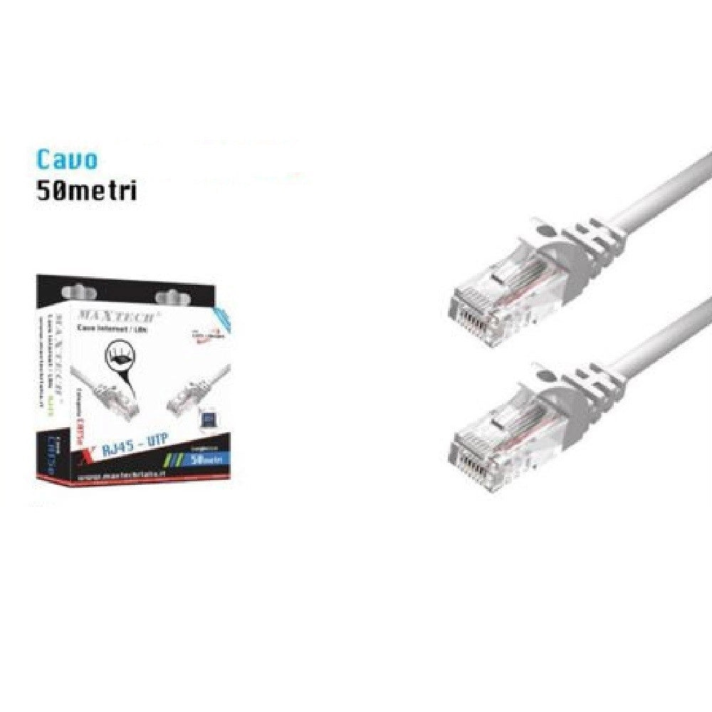 Trade Shop - Prolunga Cavi Ethernet Rete Lan Per Internet Rj45 Cat5 50mt Maxtech Cat5-lan50m -