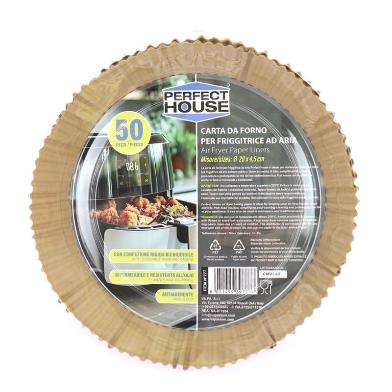 PERFECT HOUSE CARTA DA FORNO PER FRIGGITRICE AD ARIA ROTONDA CON CONFEZIONE RIGIDA 20X4,5 CM 150PZ