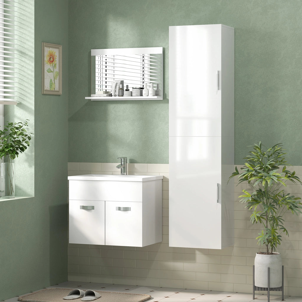 Colonna Bagno Sospesa con Ripiani Regolabili e 2 Ante ¨C Zephmum ¨C 40x30x160 cm Bianco