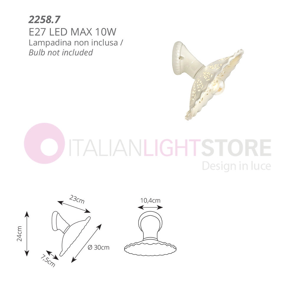 MERLETTO Applique da Parete in Ceramica Traforata Ø30 con Base Obliqua
