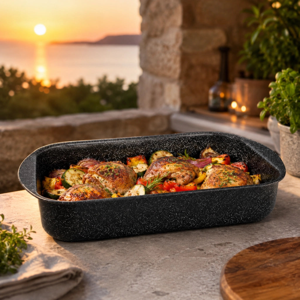 Lasagnera da Forno 25x20 cm - Linea Pietra Lavica - Alluminio Pressato Antiaderente Magma Coating Effetto Pietra - Idonea fino a 250°C - GMD Italy