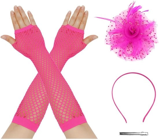 Manica a rete rossa - Fiori web - Lunghe maniche a rete - Cotone - Leggera - Adatta a occasioni formali - Cappello