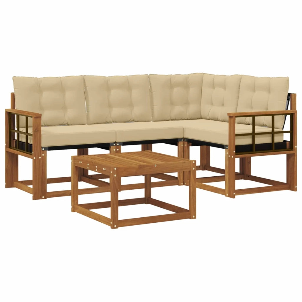Set di divani da esterno con cuscino 5 pcs Naturale e Beige