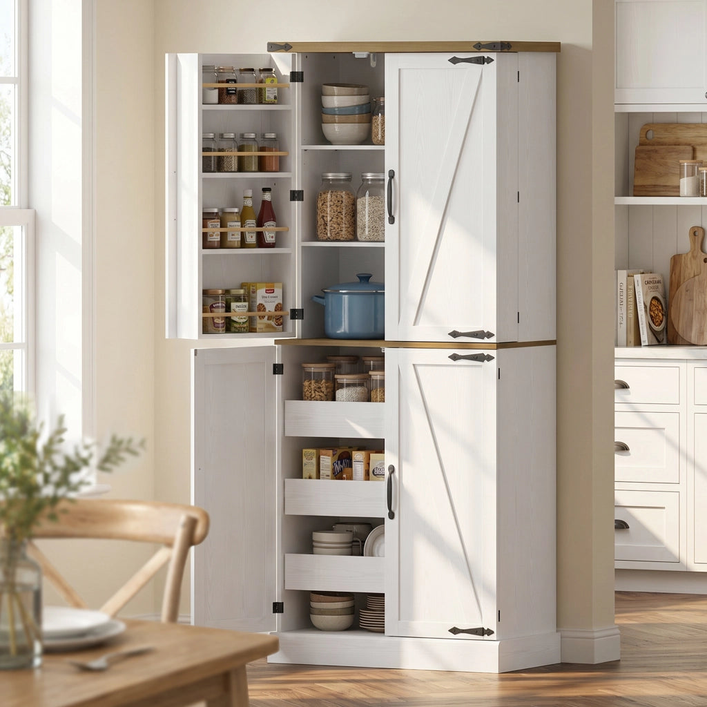 Mobile cucina alto con 4 ante e 3 cassetti ¨C Xylo ¨C Bianco 76x40x182cm