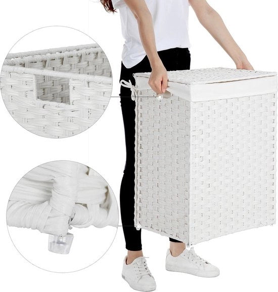 Asciugamani - Realizzato in polirotano bianco - Asciugamani - Organizzatore per asciugamani - Asciugamani - Asciugamani per asciugamani - Asciugamani in plastica - Srotolatore per asciugamani - Naturale - 46 x 33 x 60 cm (L x B x H)