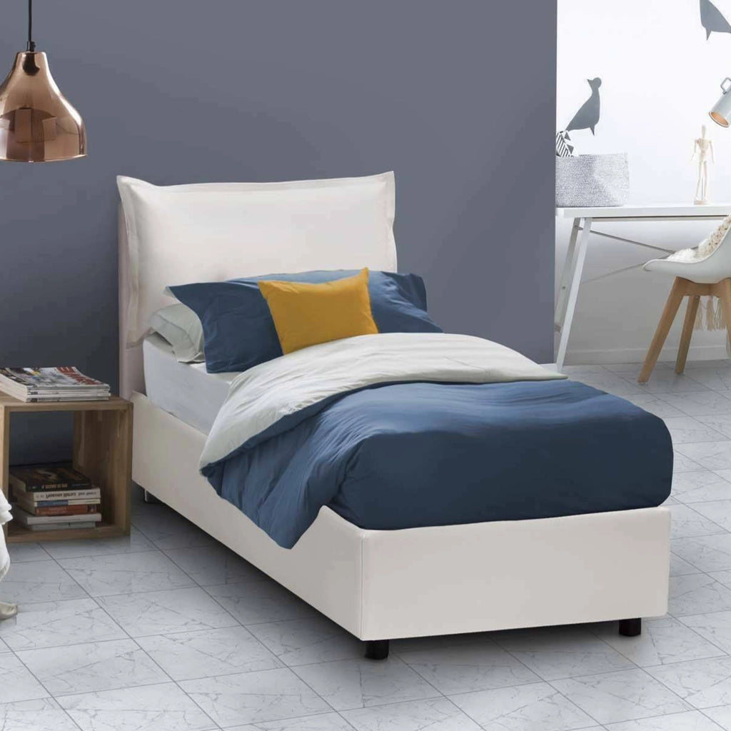 Amandola, Letto Singolo Materasso Incluso Made in Italy, Bianco
