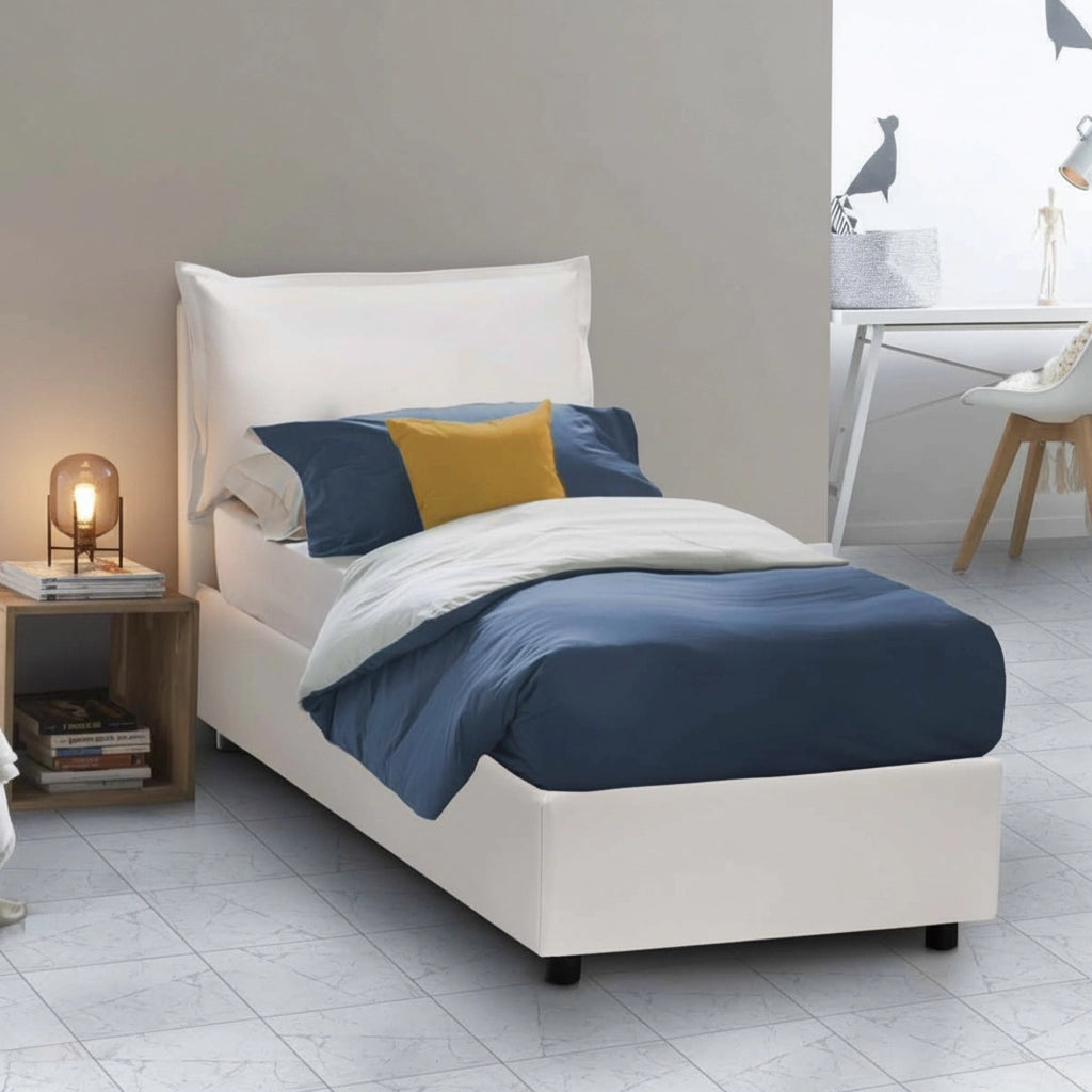 Amandola, Letto Singolo Materasso Incluso Made in Italy, Bianco
