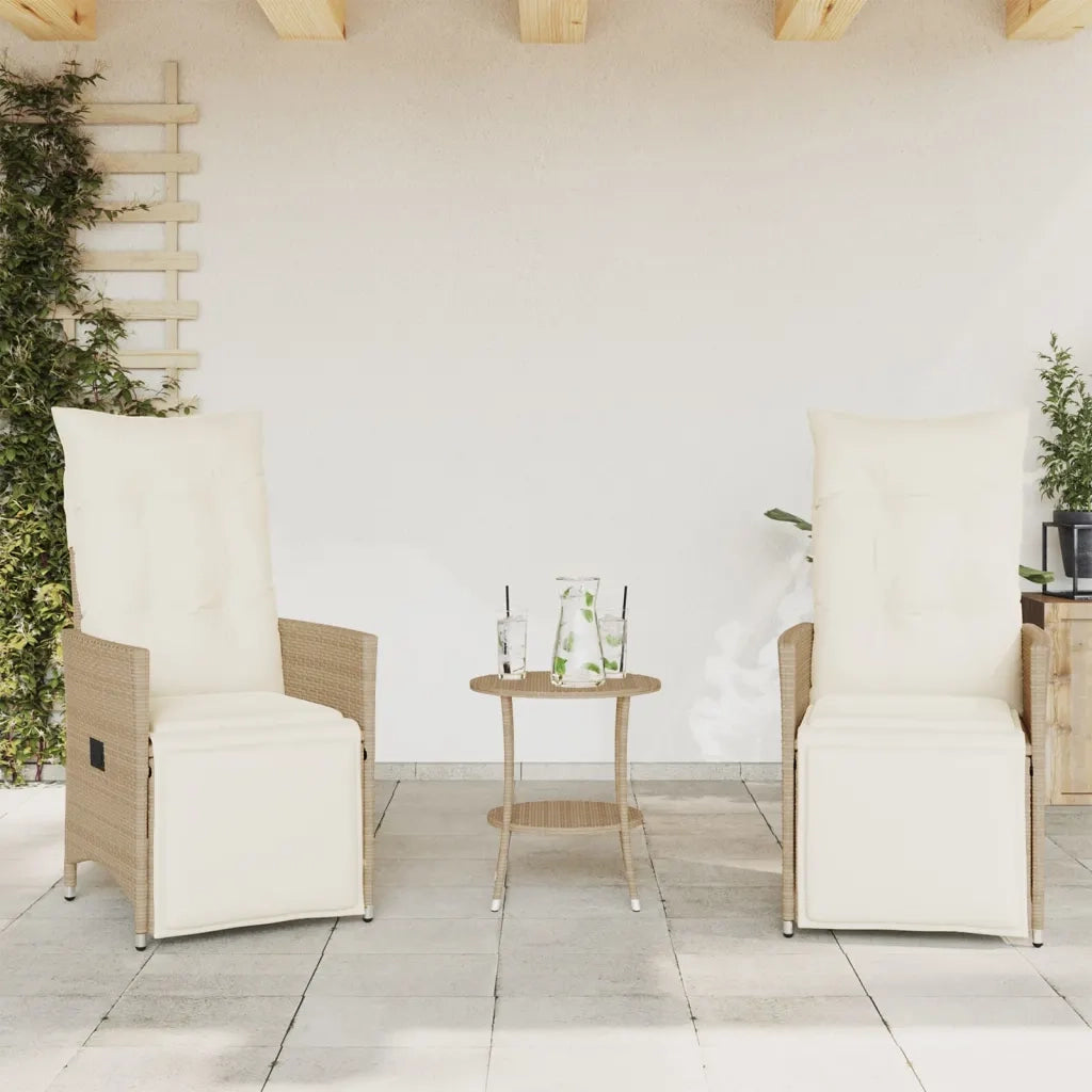 Set da BistrÃ² 3 pz con Cuscini Beige in Polyrattan