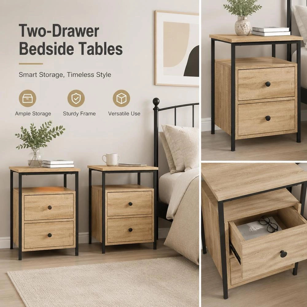 Bedside Tables 2 Pcs. Sonoma Oak 44x45x60 Cm Wood Material