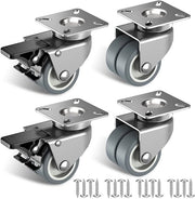 Pneumatici per mobili da 50 mm con freno di sicurezza. Set di 4 pneumatici da carico pesante (2 con freno e 2 senza), adatti per sedie da giardino con un carico massimo di 400 kg.