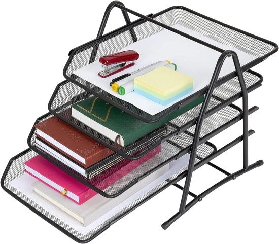 Organizzatore a 4 livelli per archiviazione di documenti e carta - Accessori per ufficio con cassetta - Schedari per ufficio e studio