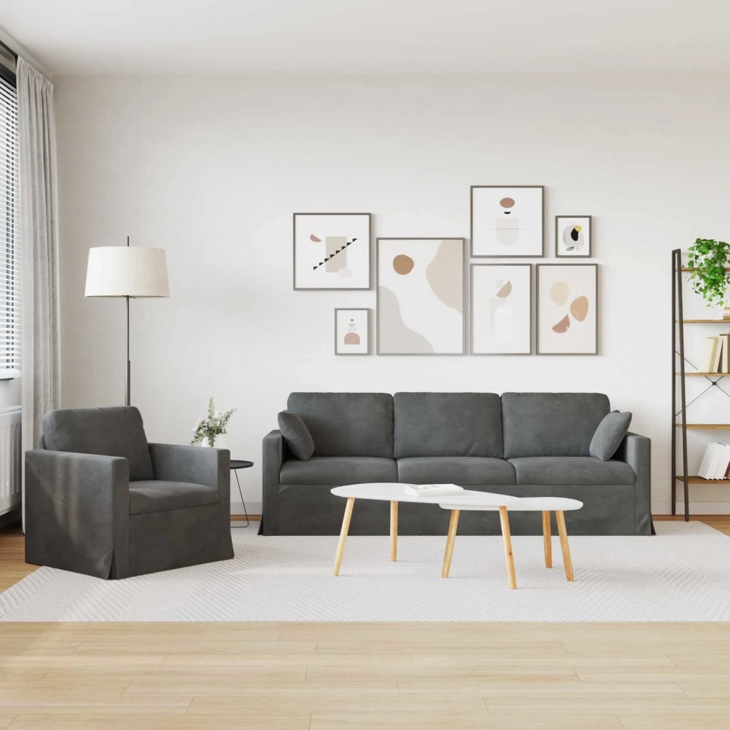 Set di divani 2 pcs Grigio scuro 228 x 78 x 80 cm Velluto