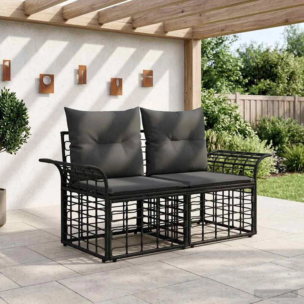Loveseat da esterno 2 pz 2-Numero di posti Nero e Grigio scuro 42026729