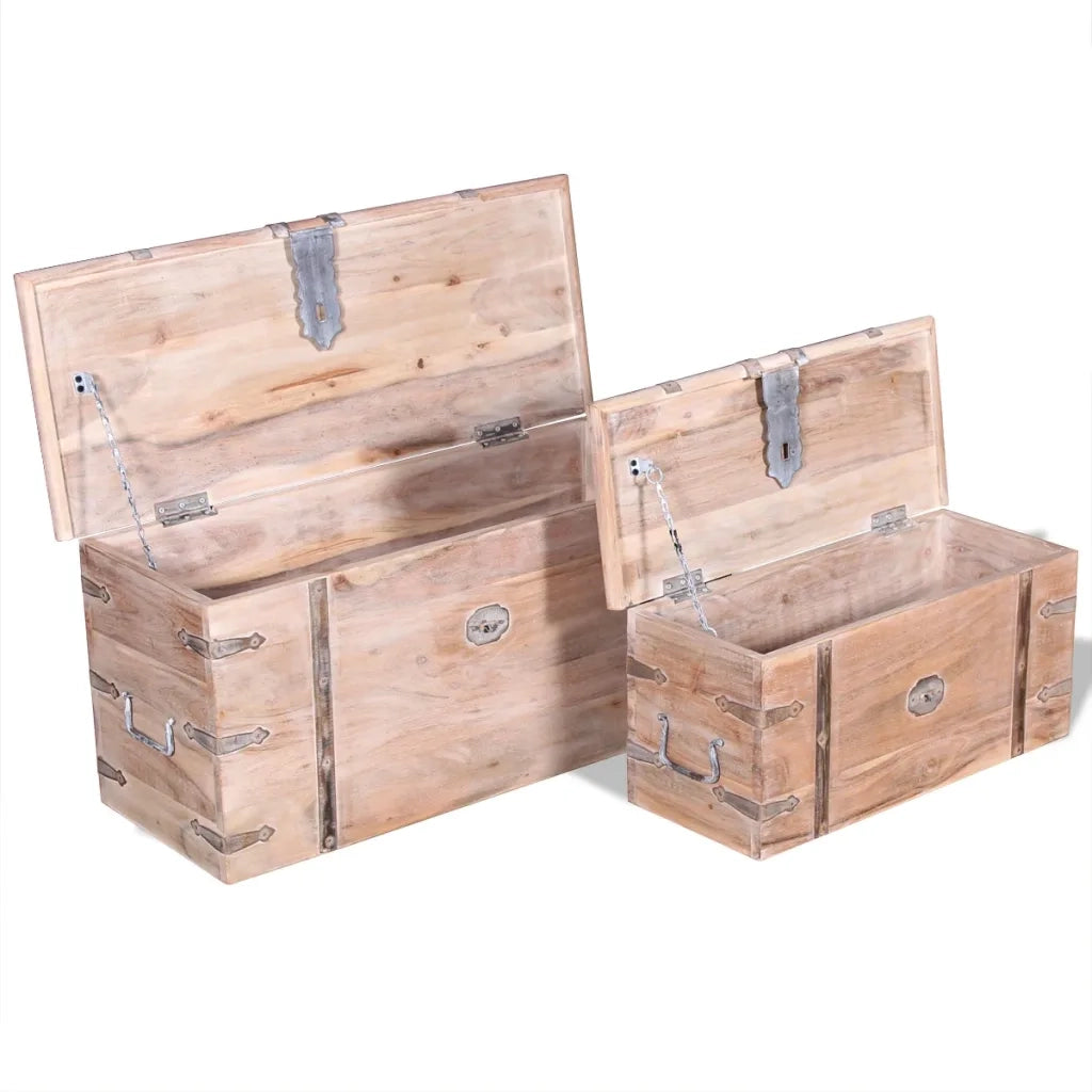Set 2 Pezzi Cassapanca in Legno Massiccio di Acacia CFW9114725