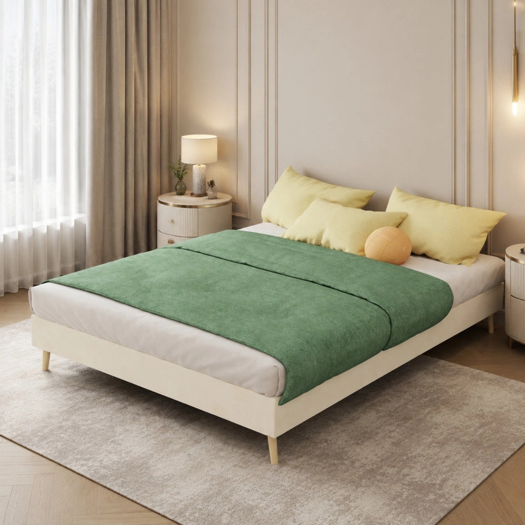 Letto imbottito per cameretta 140x200 cm; beige; con testiera decorativa