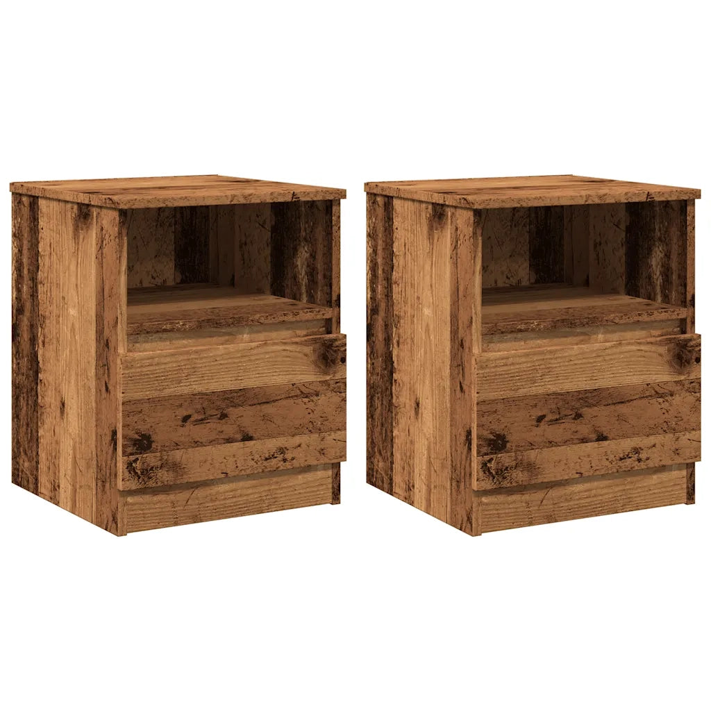 Comodini 2 pz-Set di 2 Tavolino da notte Legno Antico 40x40x50 cm in Legno Multistrato