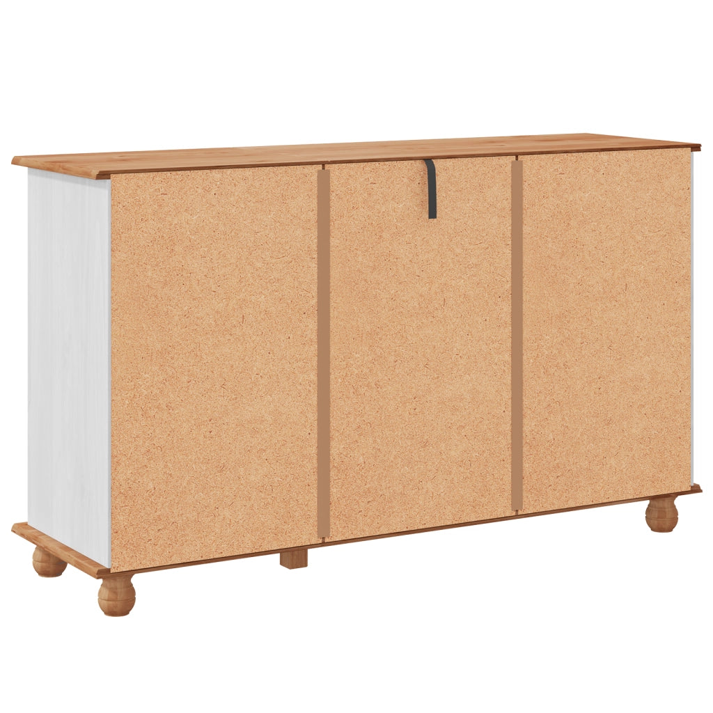 Credenza 'ASKIM'Bianca 133,5x40x78 cm Legno massiccio di pino