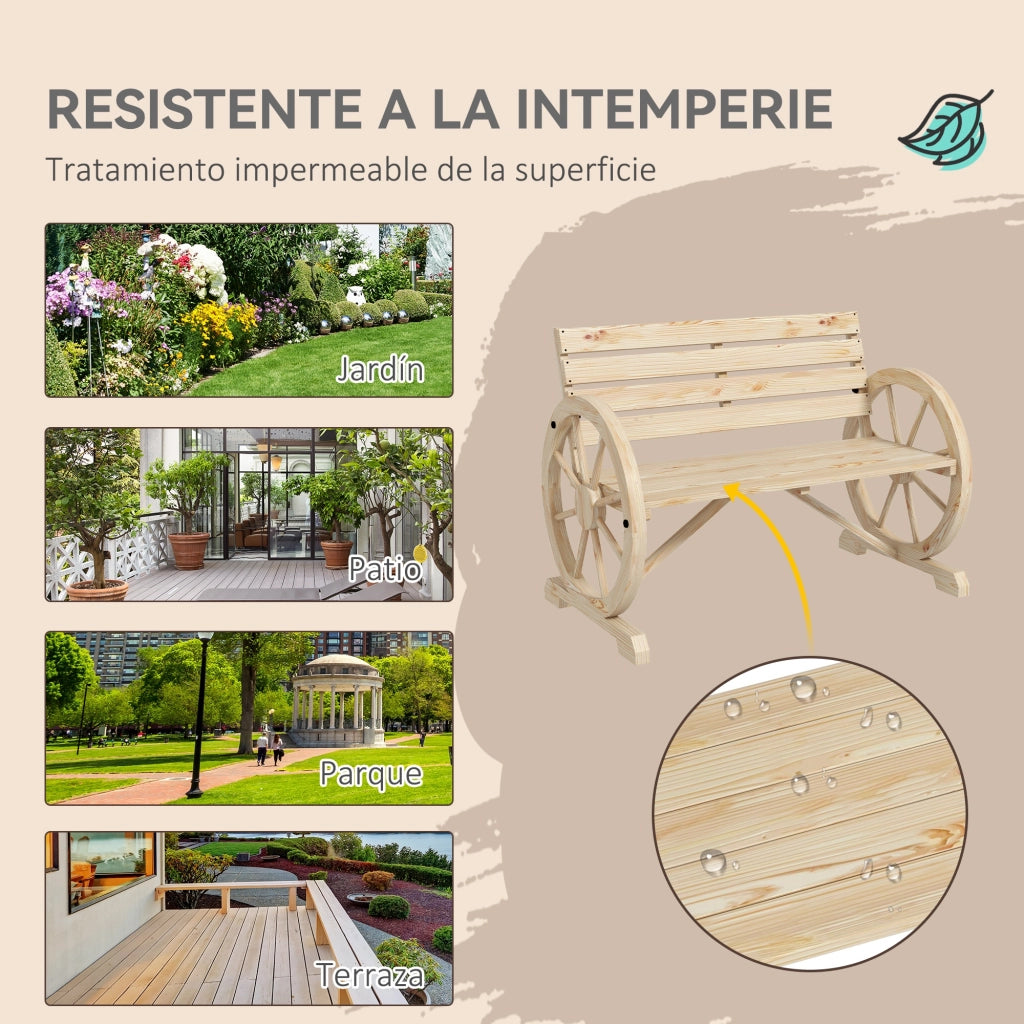 Banco da giardino in legno con braccioli ¨C zephmum ¨C 105.5x56x79 cm