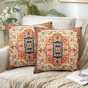 Set di 2 cuscini copri, 45 x 45 cm, stile bohemien indiano, chiusura a zip, design rurale, autunno, copricuscino decorativo per salotto.
