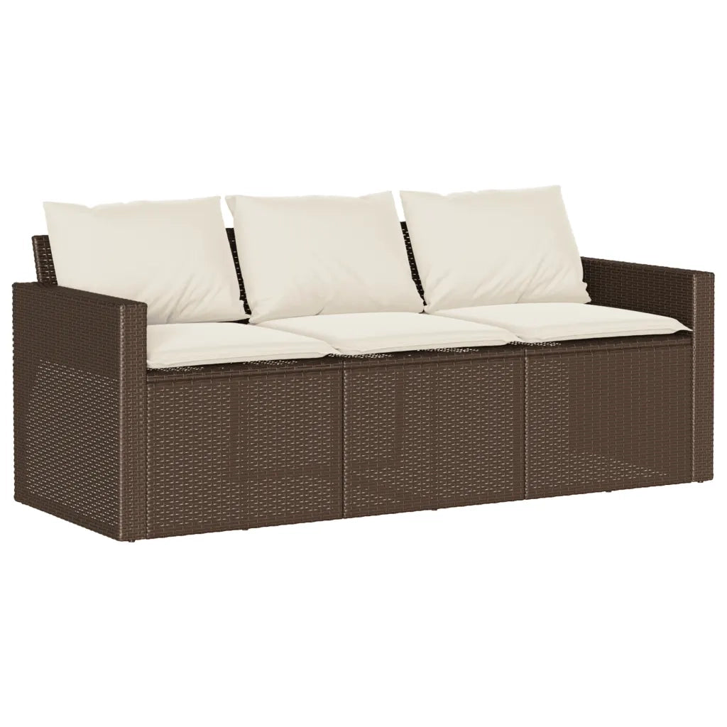 Set da Pranzo da Giardino 2pz con Cuscini in Polyrattan Marrone 366330