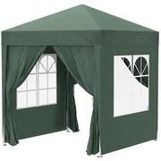 GAZEBO PIEGHEVOLE CON 4 PARETI RIMOVIBILI E BORSA DA TRASPORTO IN METALLO E POLIESTERE 2X2X2.4 CM VERDE