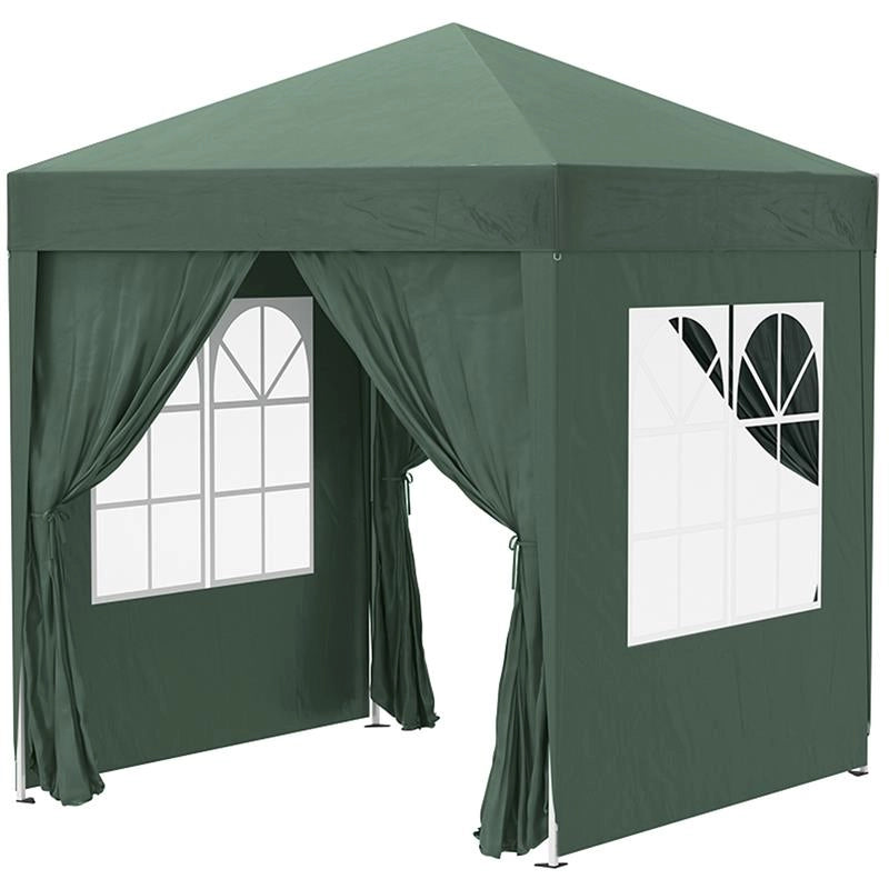GAZEBO PIEGHEVOLE CON 4 PARETI RIMOVIBILI E BORSA DA TRASPORTO IN METALLO E POLIESTERE 2X2X2.4 CM VERDE