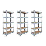 Set Di 3 Scaffali In Metallo E MDF Ad Alta Portata Fino A 875 Kg Con 5 Ripiani Regolabili Ideale Per Garage Officina Cantina Capannone Magazzino Design Modulare 180 X 90 X 40 Cm