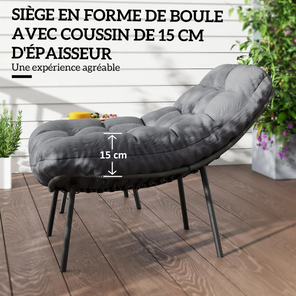 Set divano da giardino 2 posti in polyrattan ¨C Xylo ¨C con cuscini spessi 15 cm grigio