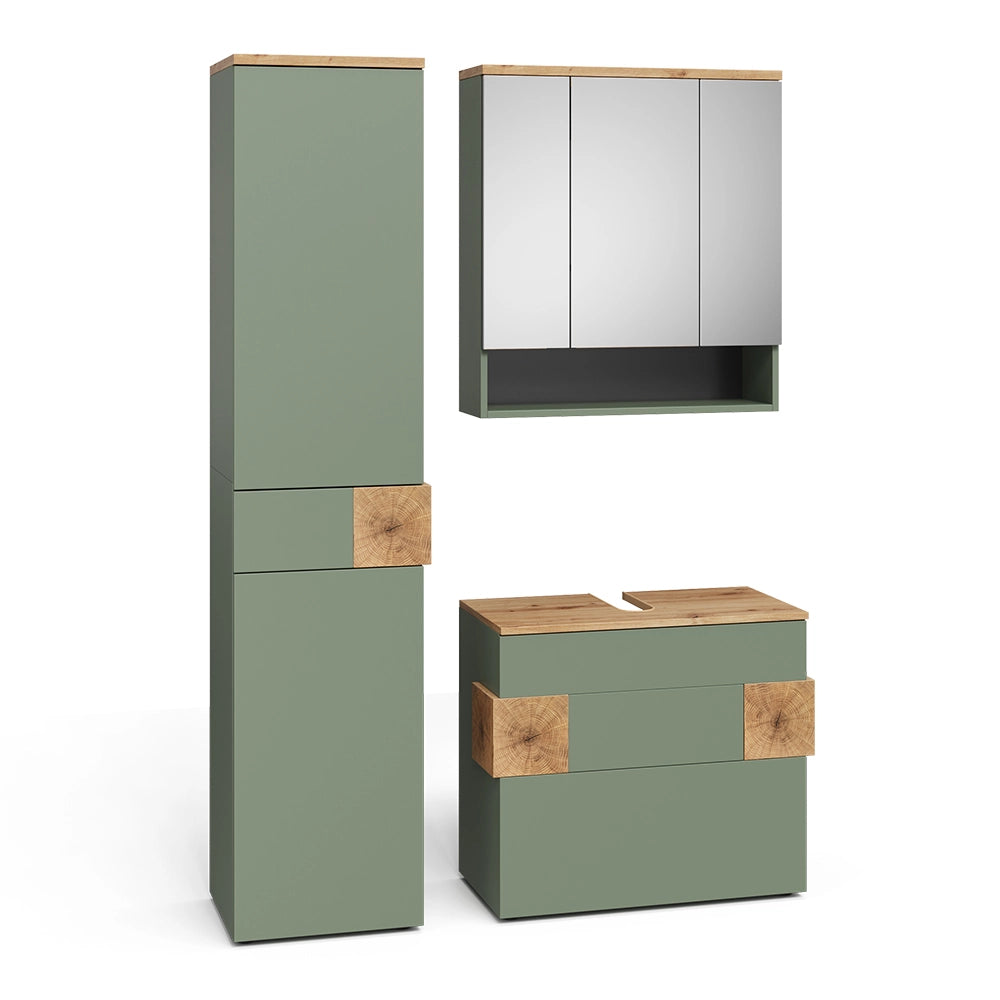 Vicco Set di mobili da bagno Verde/Artigianale 3 parti