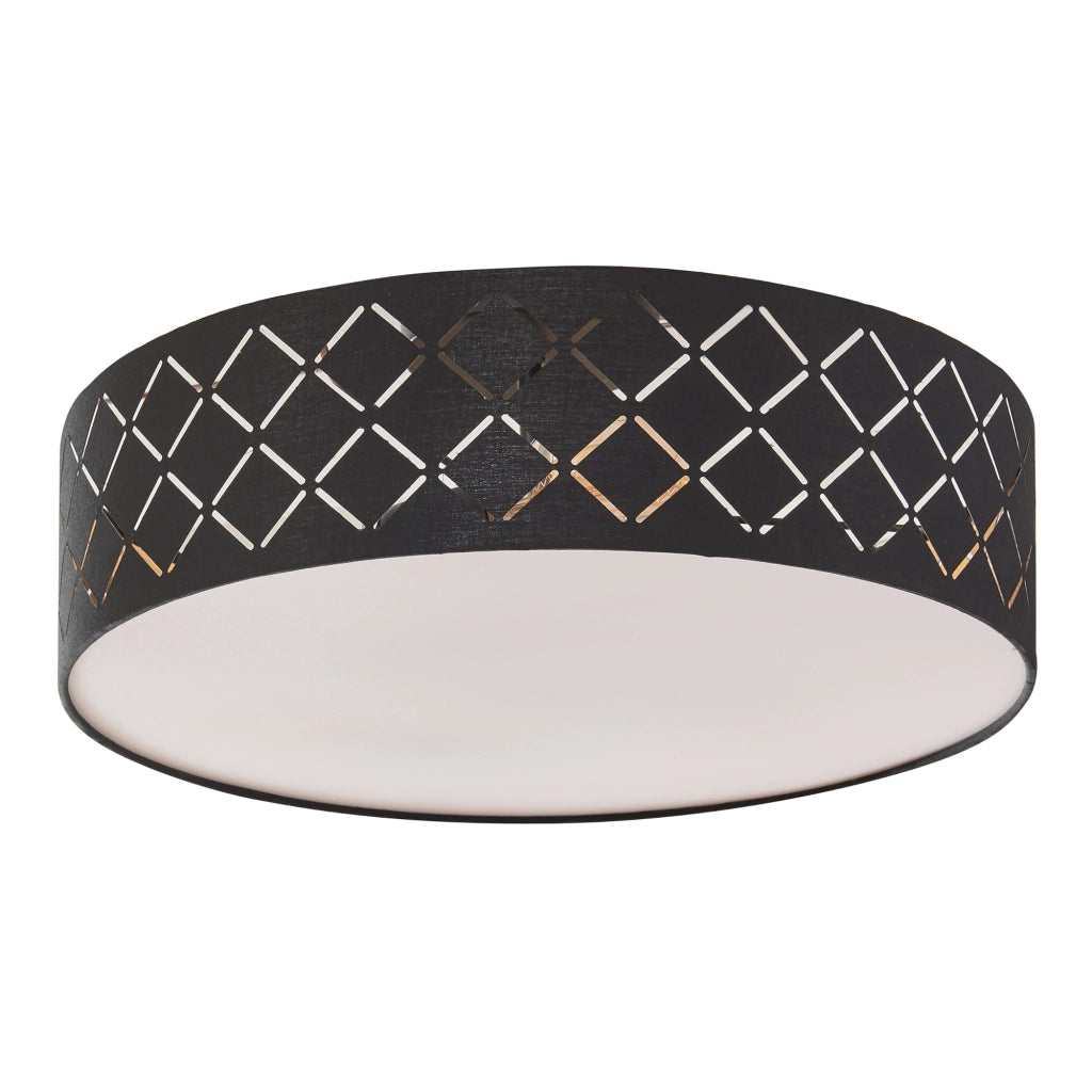 Lampada da Soffitto Bay con Paralume Rotondo Decorativo - Nero / Bianco lux.pro