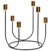 Portacandele in metallo Nero e dorato 25 cm forma rotonda decorazione moderna