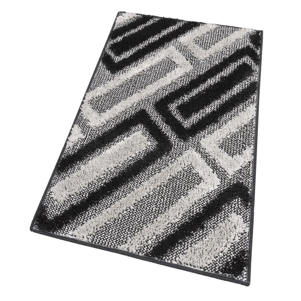 Tappeto Bagno 50x110 Cm Moderno Morbido Soffice Assorbente Asciugapassi Antiscivolo Lavabile Nero