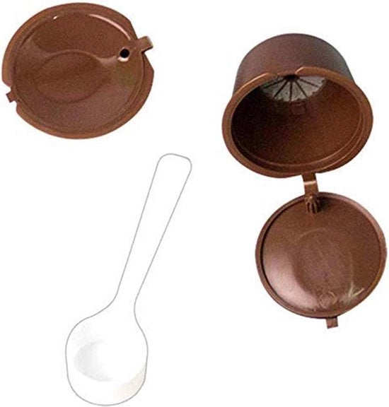 Capsula per caffè ricaricabile per macchine K-Fairy-Tchibo Cafissimo con spazzolino per pulizia in plastica.