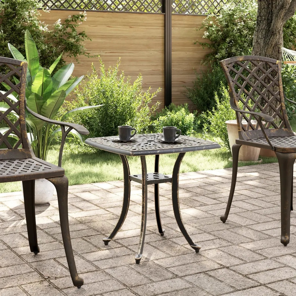 Tavolo da Giardino | Tavolino da esterno Bronzo 53x53x53 cm in Alluminio Pressofuso