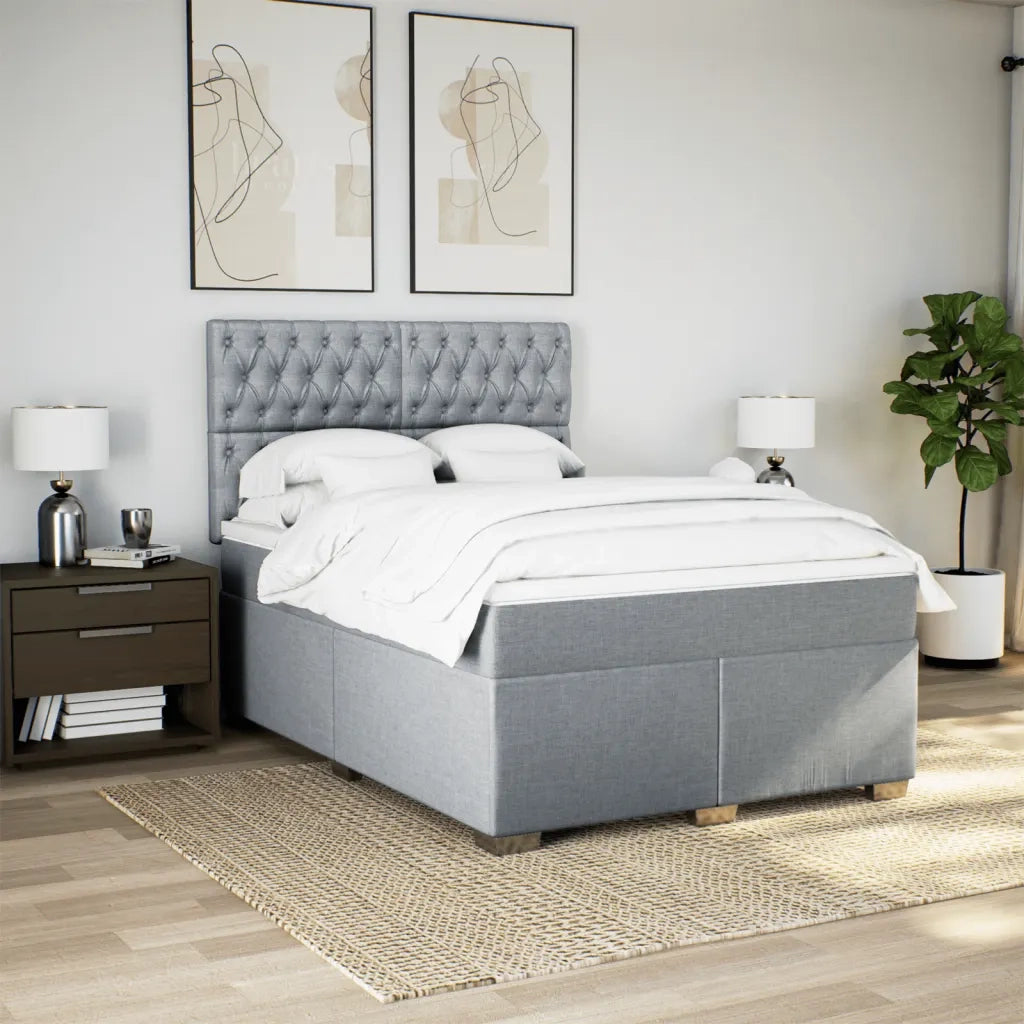 Giroletto a Molle con Materasso Grigio Chiaro 140x200cm Tessuto