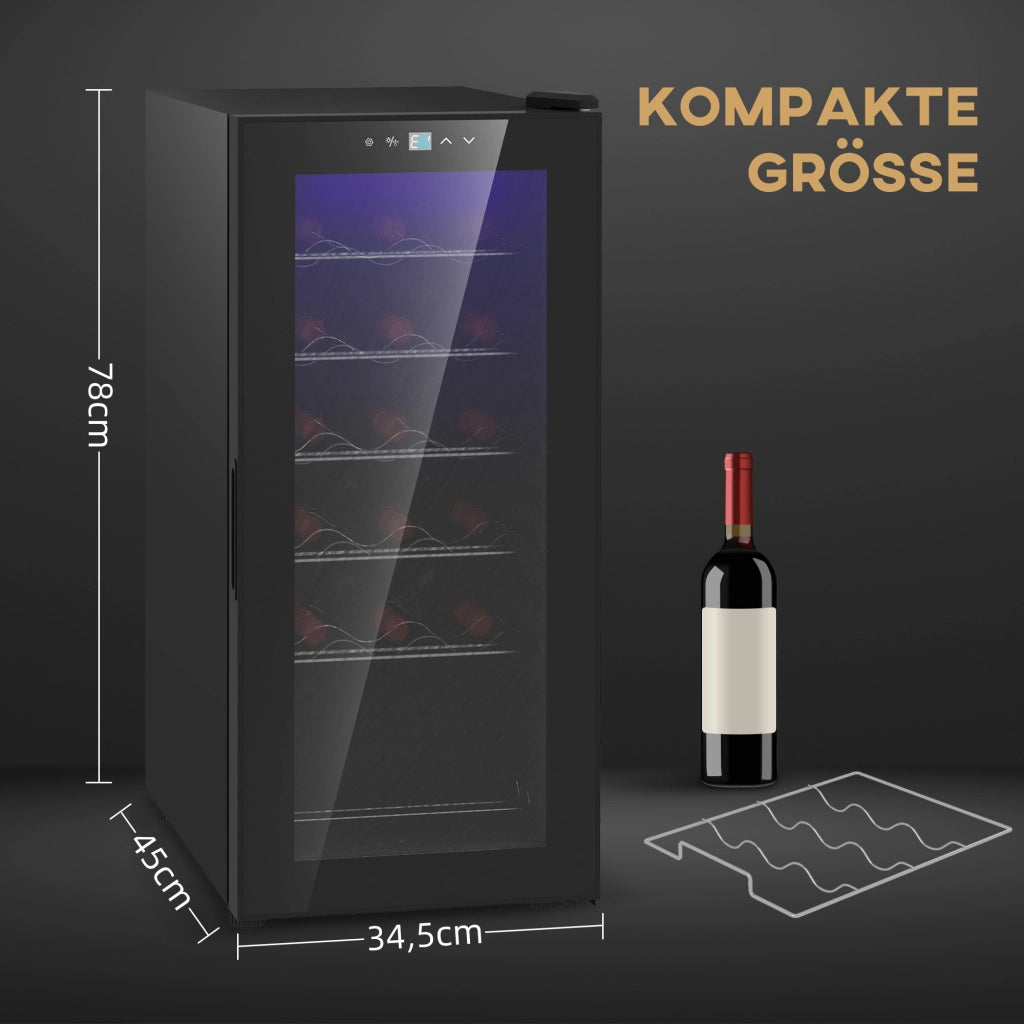 Cantinetta per vini, compressore per 18 bottiglie, refrigeratore per bevande da 50 L con porta in vetro, 5-18 ¡ãC, refrigeratore per bottiglie con