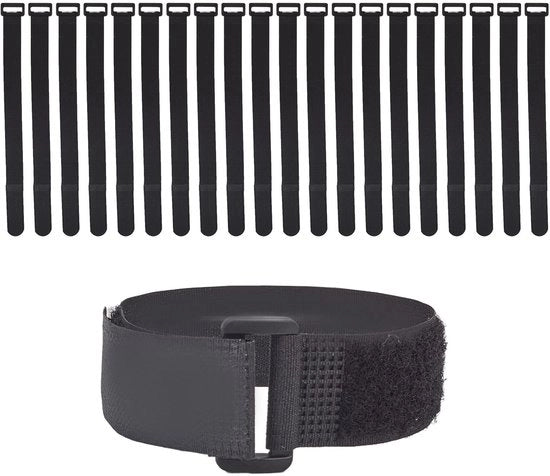 Set di 20 Cinture per Cavi elettrici Reutilizzabili 12x1 pollice con Gancio e Anello