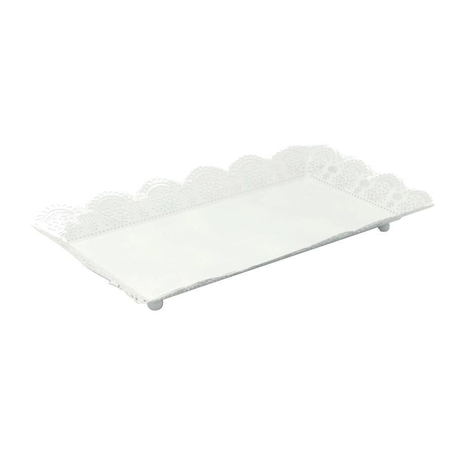 Vassoio Rettangolare 43x28xh5 cm in Metallo Bianco