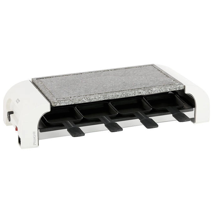 Stöckli Set PizzaGrill per 8 Persone Hot Stone Bianco per Mini Pizza Raclette e Grigliate