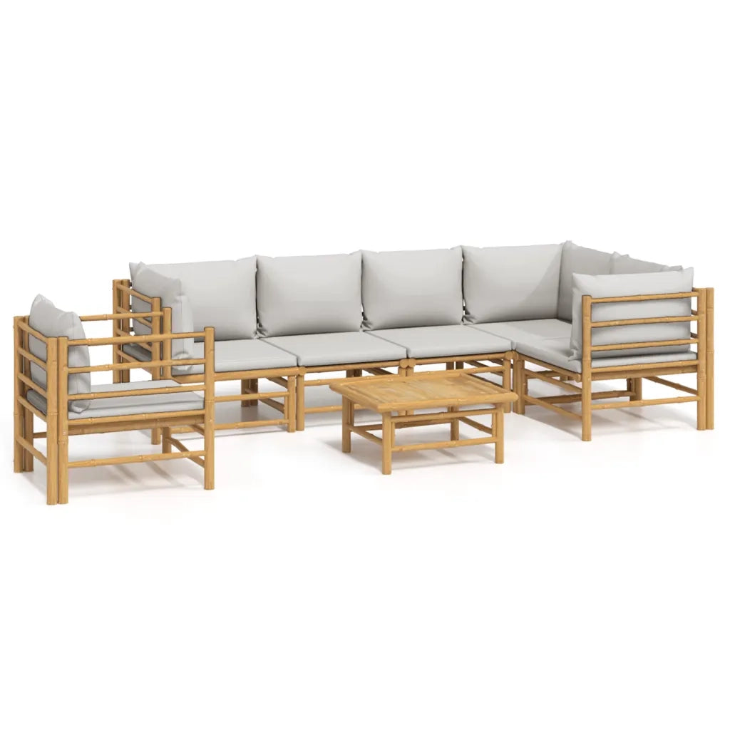 Set Salotto da Giardino 7pz con Cuscini Grigio Chiaro BambÃ¹cod mxl 76285