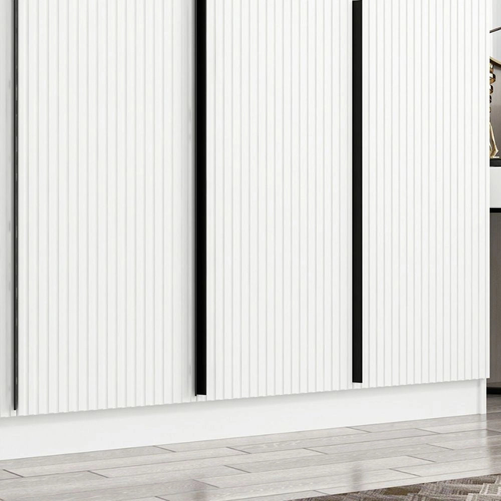 Armadio Kale 6 ante battenti effetto cannettato bianco 270x52x210H – Eleganza e capienza