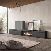 Mobile TV Soggiorno, 368x35x45, Camino elettrico XXL, Nero RF3688