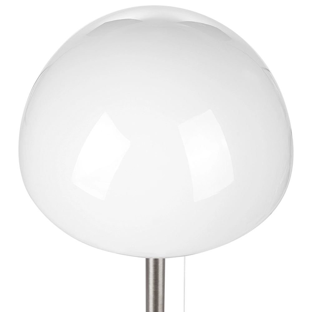Lampada da tavolo con base in metallo argento e paralume in vetro, in stile minimalista, per la casa e l'ufficio.
